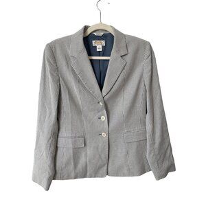 Talbots Striped Blazer Jacket Women Size 4 Blue White Lined Career